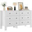 Commode blanche à 6 tiroirs pour la chambre à coucher, organisateur de commode large moderne avec tiroirs de rangement, commodes en bois pour chambre à coucher, vestibule, couloir, bureau à domicile-150206885