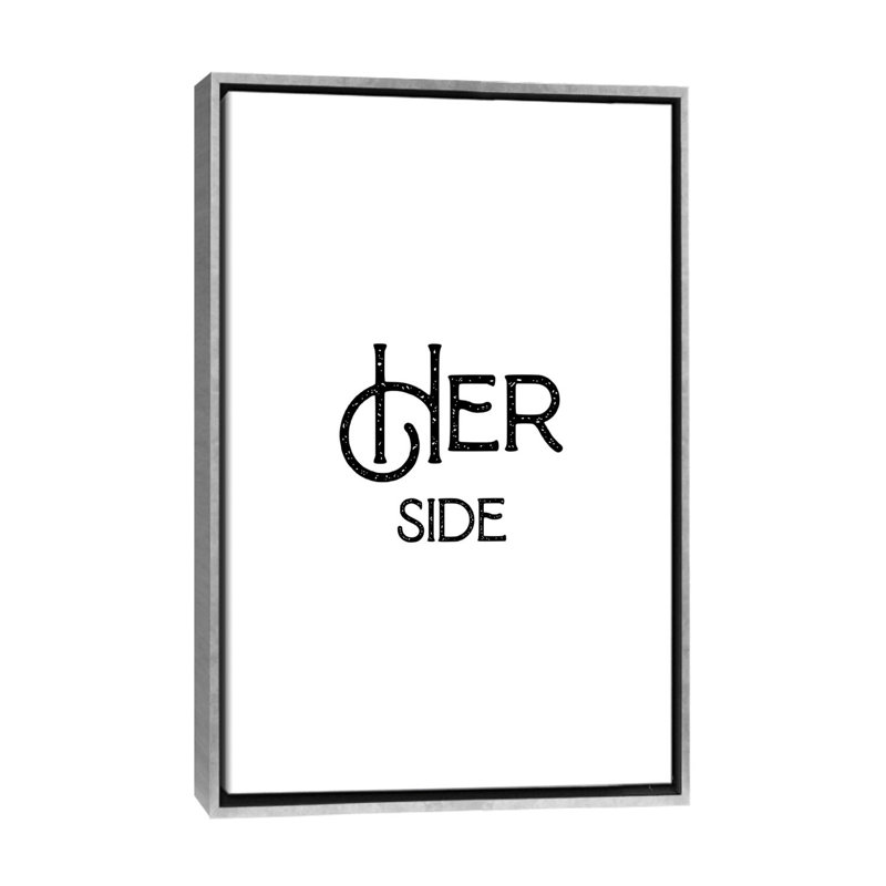 Her Side-impression d’art textuel, Pas de tapis, Toile avec cadre argenté, H 40 po x l 26 po x P 1,5 po