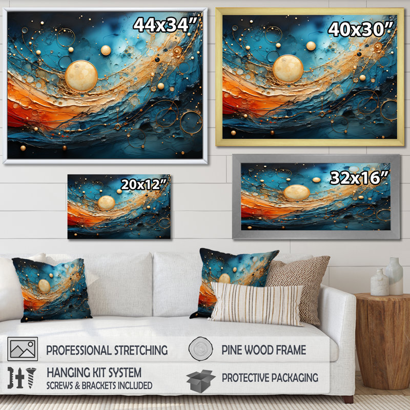 Impression sur toile Oldham - Zodiac_106471, H 16 po x l 32 po x P 1 po, Toile avec cadre flottant or
