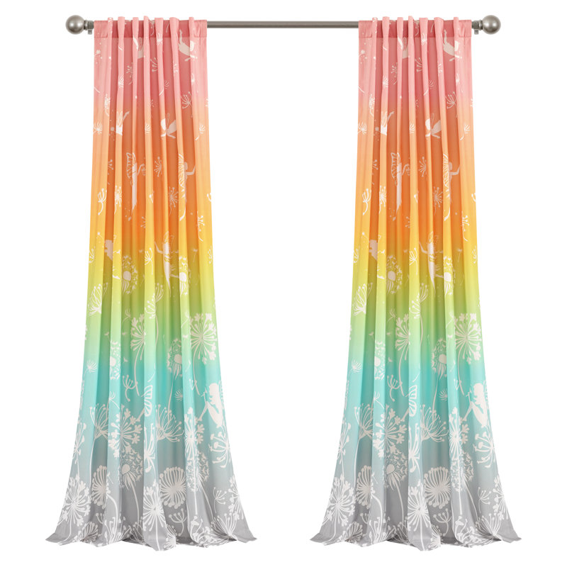 Pastel Rainbow Ombre Light-Filtering Polyester Window Panels