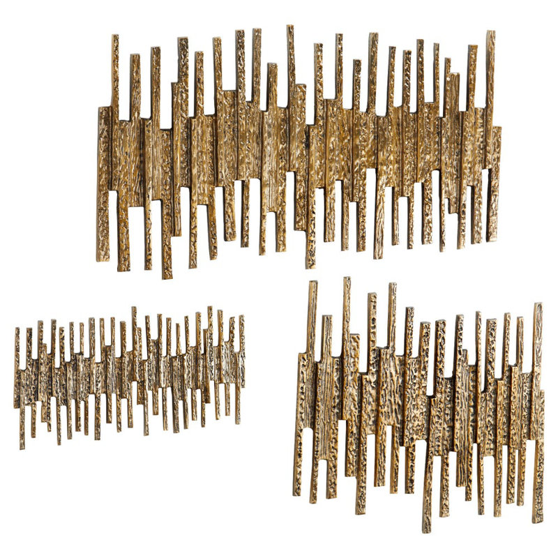 Antique Brass Textured Metal Wall Sculpture