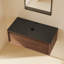Meuble-lavabo mural de 91 cm (sans lavabo), en bois massif au fini noyer avec comptoir en pierre noire mat-135712562