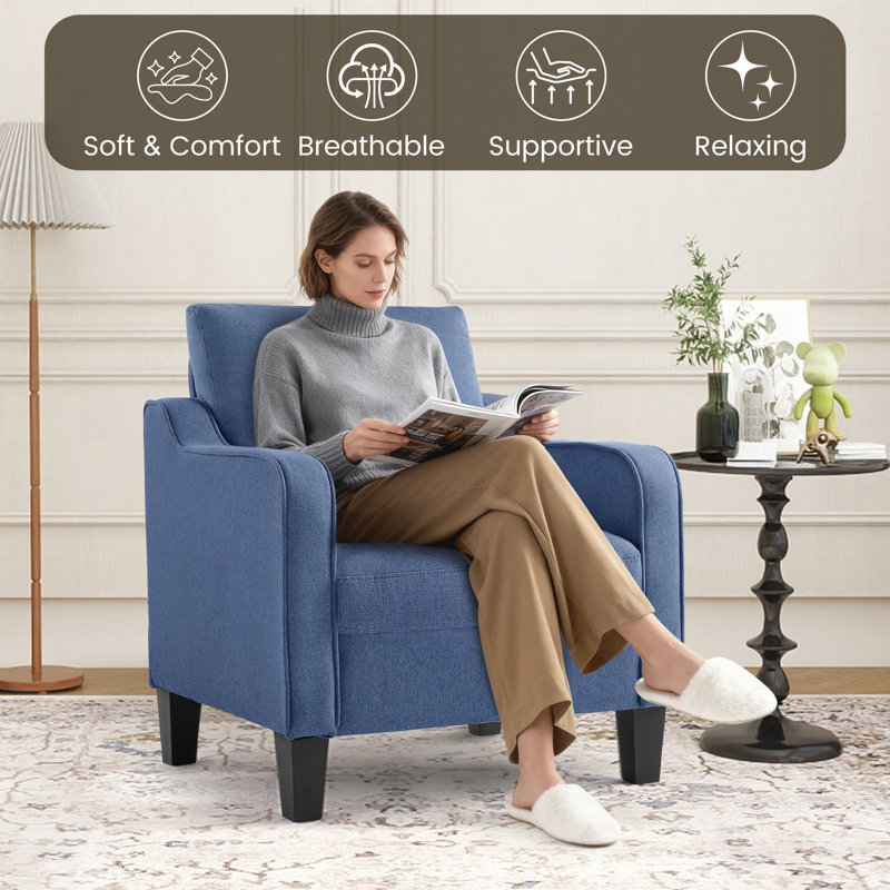 Upholstered Armchair, Blue