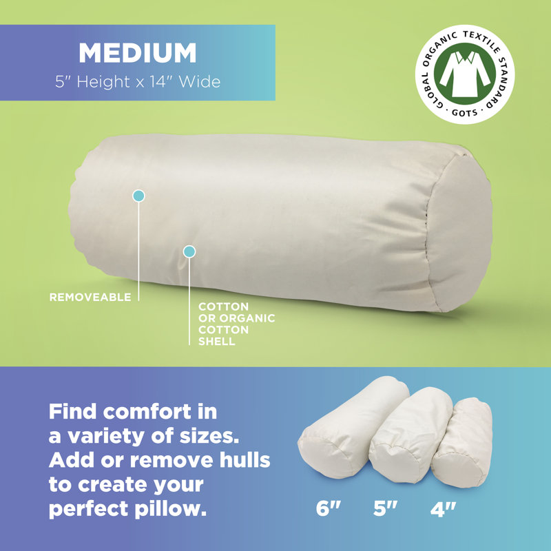Coussin en coton biologique, Bourre de sarrasin, 5 x 14 oreillers SEULEMENT