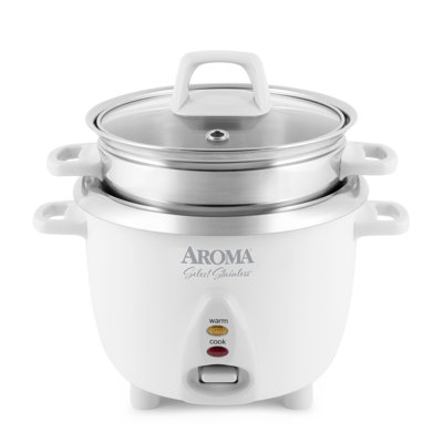 AROMA Select Stainless Rice Cooker, 3-Cup (Uncooked) / 6-Cup (Cooked), Steamer, Stainless Steel Inner Pot, 1.2 Qt