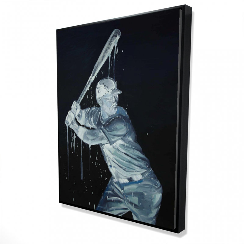 Joueur de baseball, reproduction sur toile, H 48 po x l 36 po