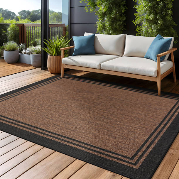 Wade Logan® Waikiki Gray/Dark Gray Indoor/Outdoor Rug & Reviews | Wayfair
