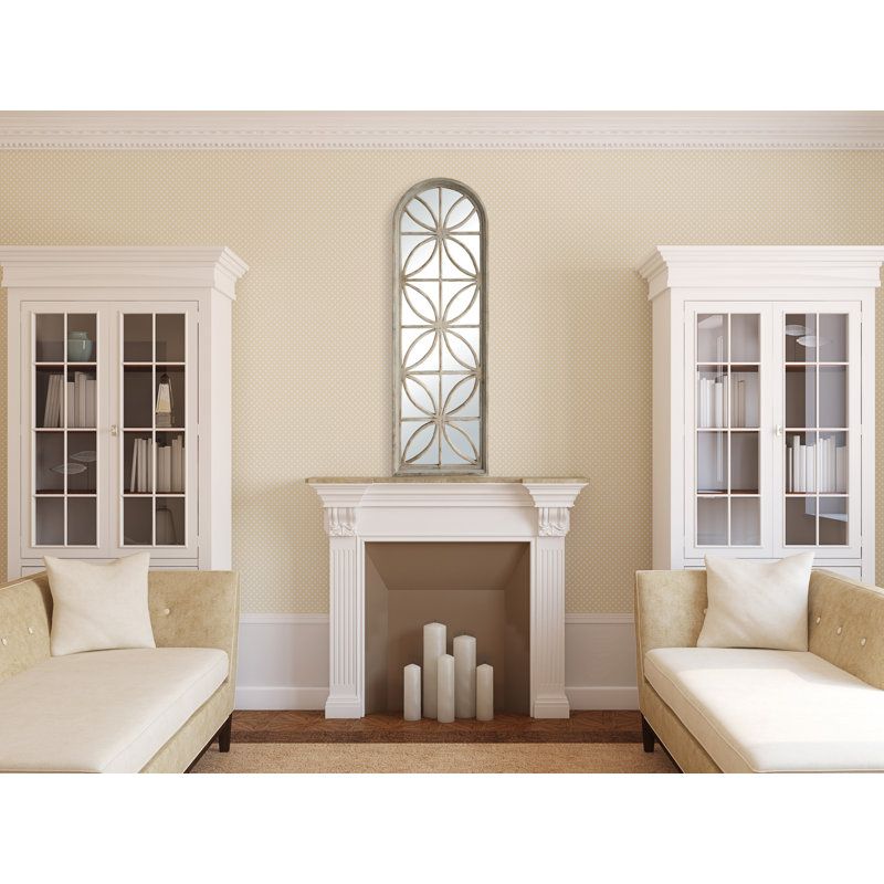 Blasius Arched Wood Framed Mirror with Petal Design