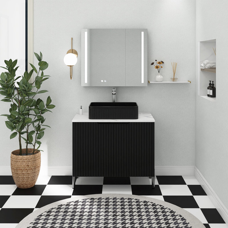 Ensemble de meuble-lavabo autoportant 30 po avec lavabo en céramique