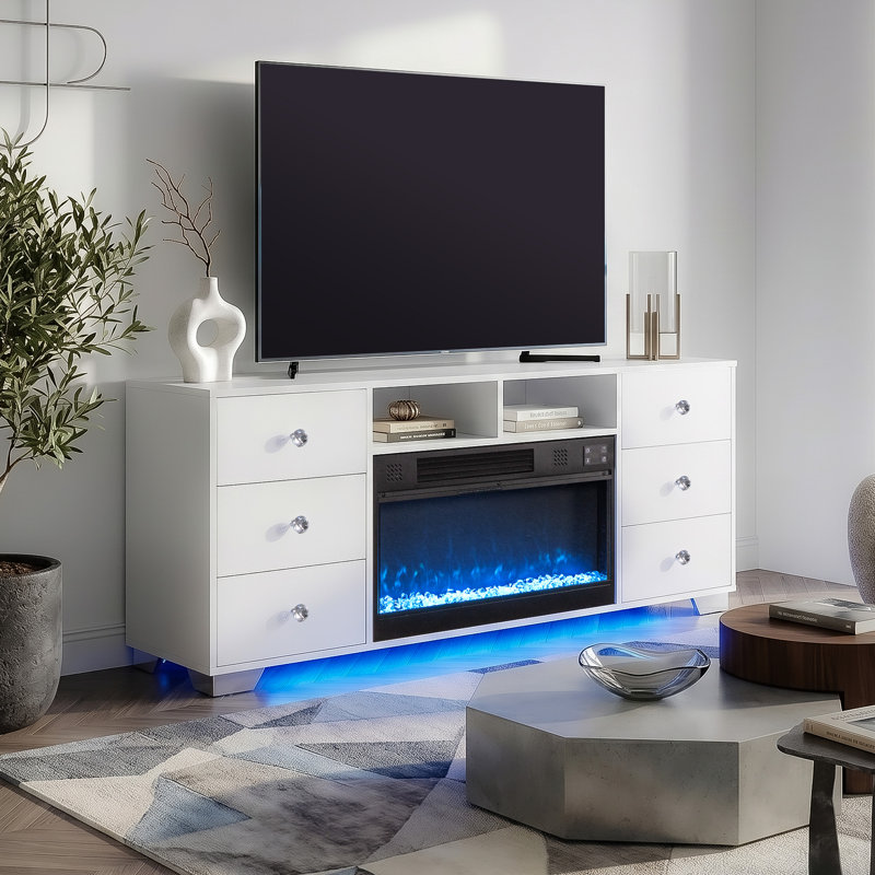 Belfry Heating 140cm W White Electric Fireplace with 5 BTU