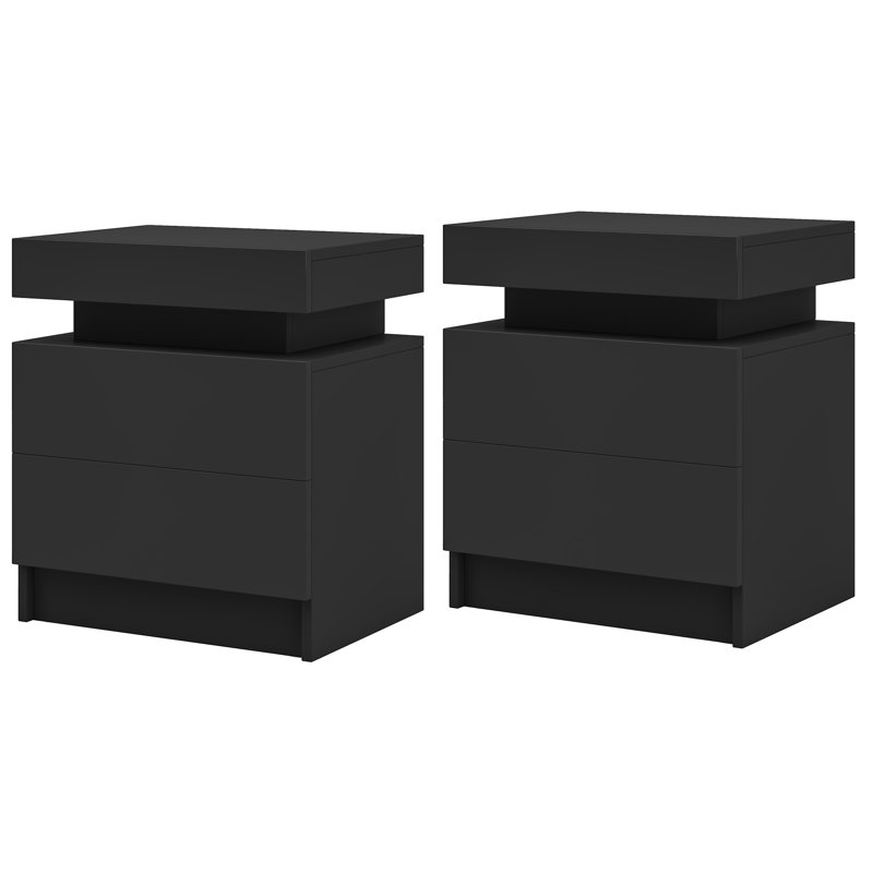 Table de chevet 2 tiroirs Binger, Noir