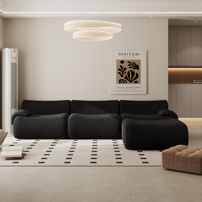 Canapé modulaire en velours côtelé de 113 po avec repose-pieds, canapé surdimensionné pour salon