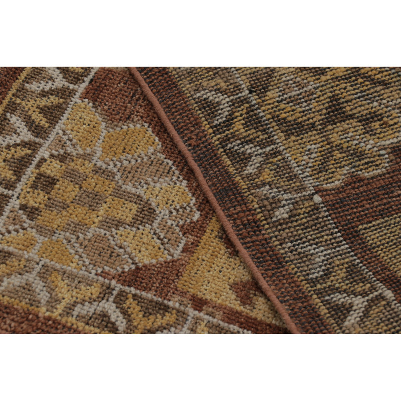 Hand Knotted Wool Geometric Area Rug, Square 4'