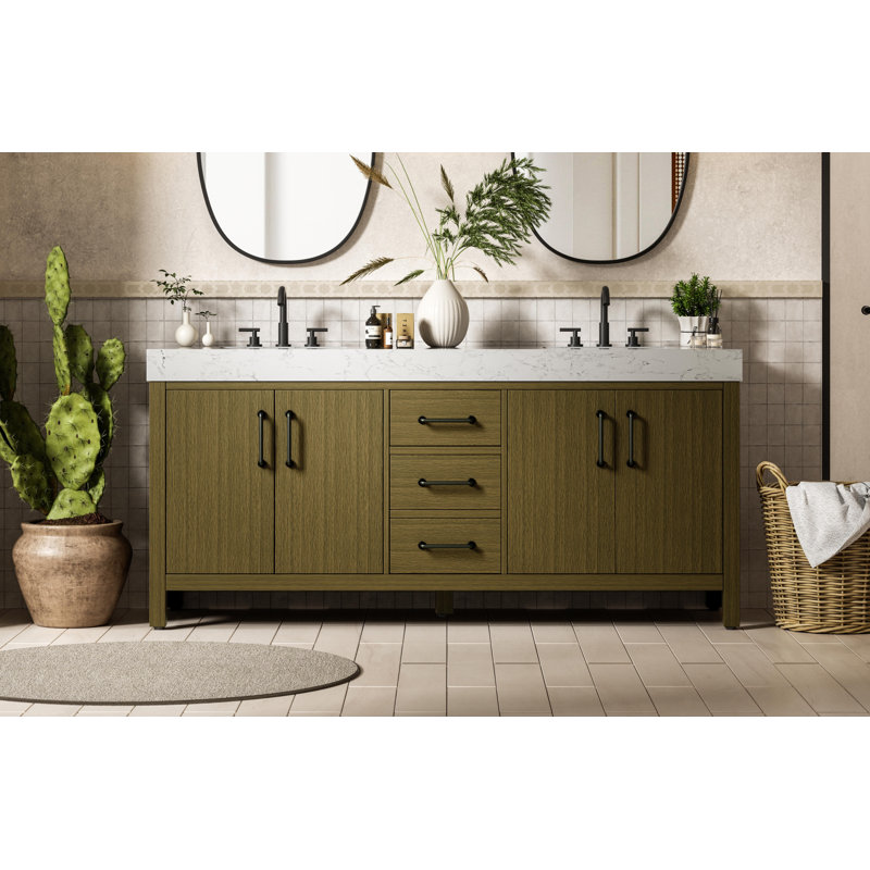 72 inch Double Bathroom Vanity_Traditional_VF60672, Chestnut Brown
