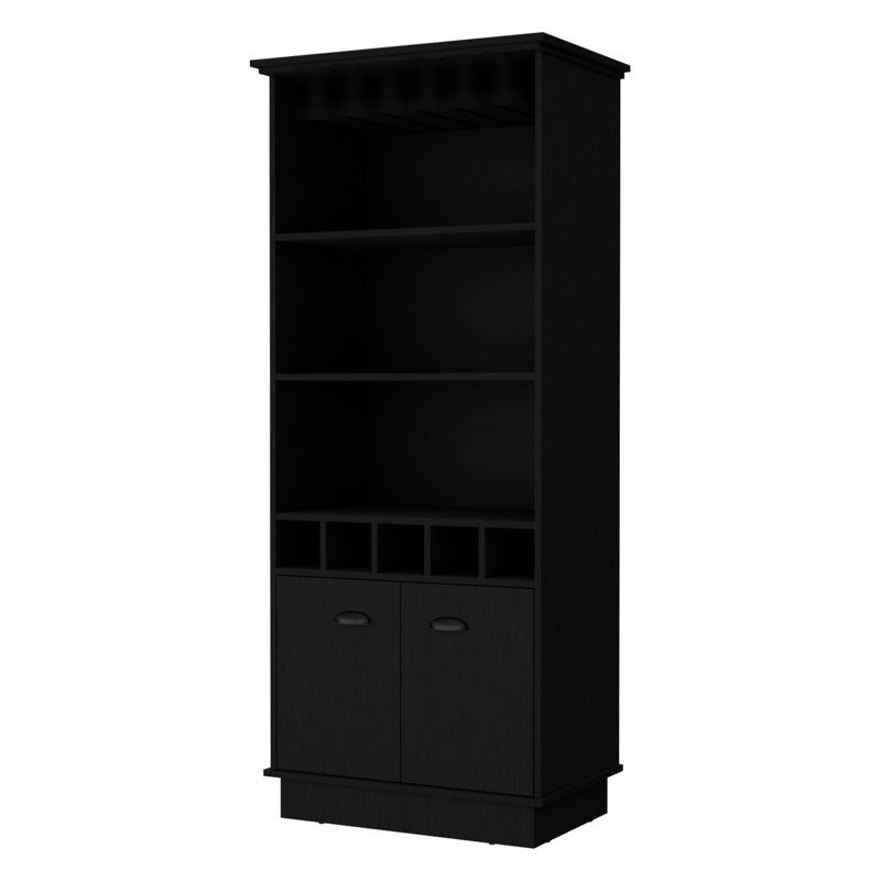 Armoire-bar en verre noir - armoires modernes et pratiques avec rangement pratique