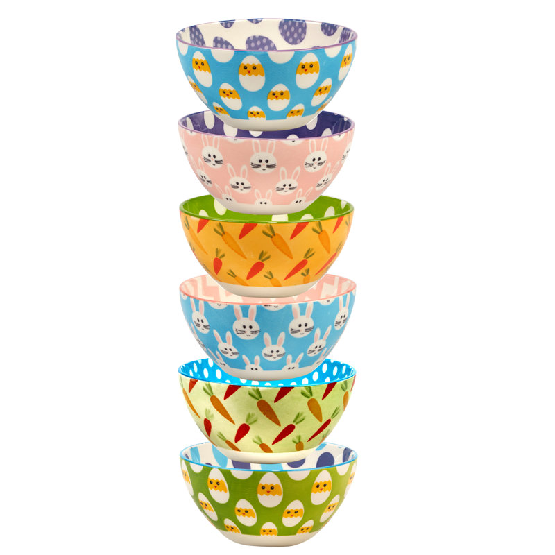 Easter Pad Print Set of 6 Bowls