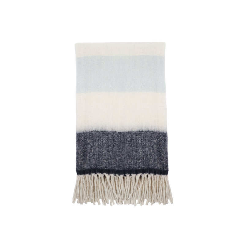 WHISTLER Striped Hand Woven Throw Blanket, Navy