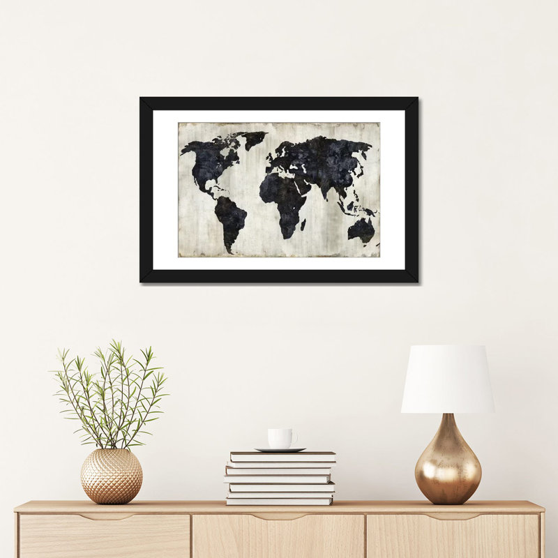 «The World II» par Russell Brennan - impression sur toile tendue, H 16 po x l 24 po x P 1 po, Papier d'art encadré noir