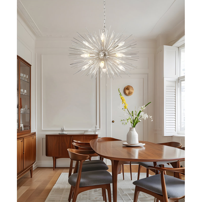 Plafonnier Spoutnik en nickel 12 lumières Fernandeo