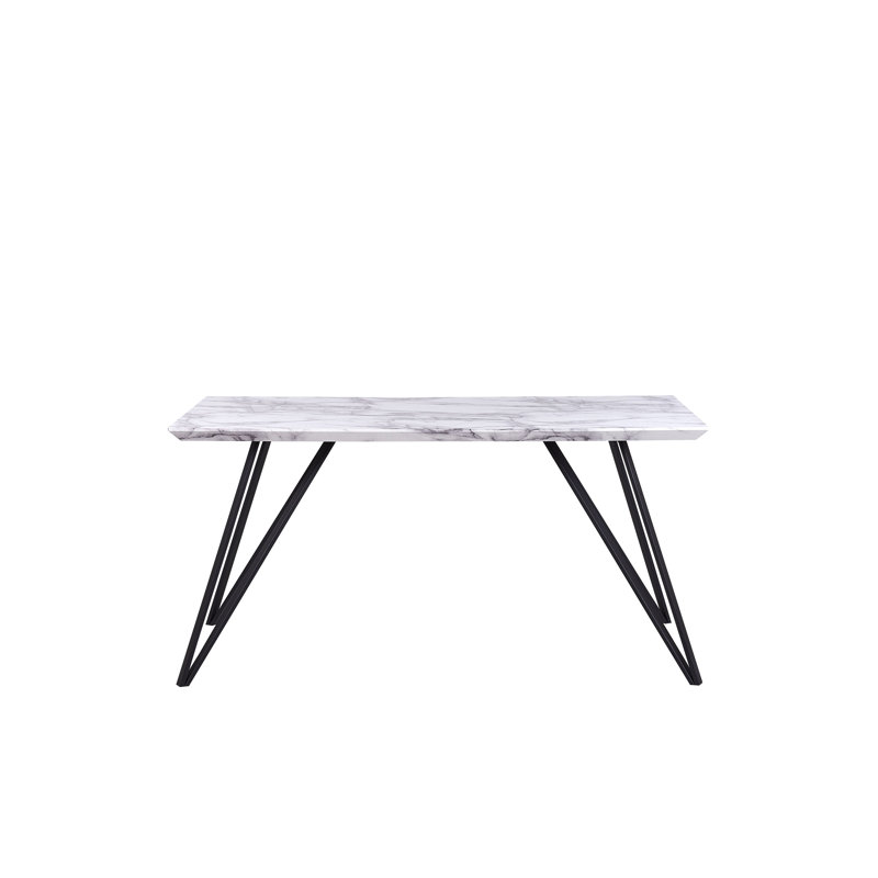 Millie Metal Base Dining Table, Black, Grey/White