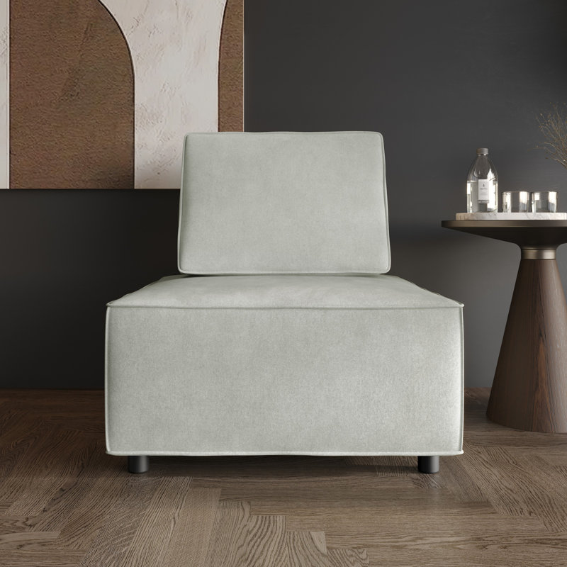 Fauteuil d'appoint carré en velours Fandy, Gris