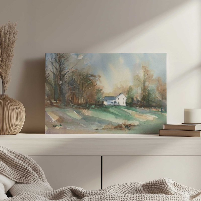 «Back Road Bungalow» par Stephen Calcasola, reproduction d'art sur toile, H 8 po x l 12 po, Tanné