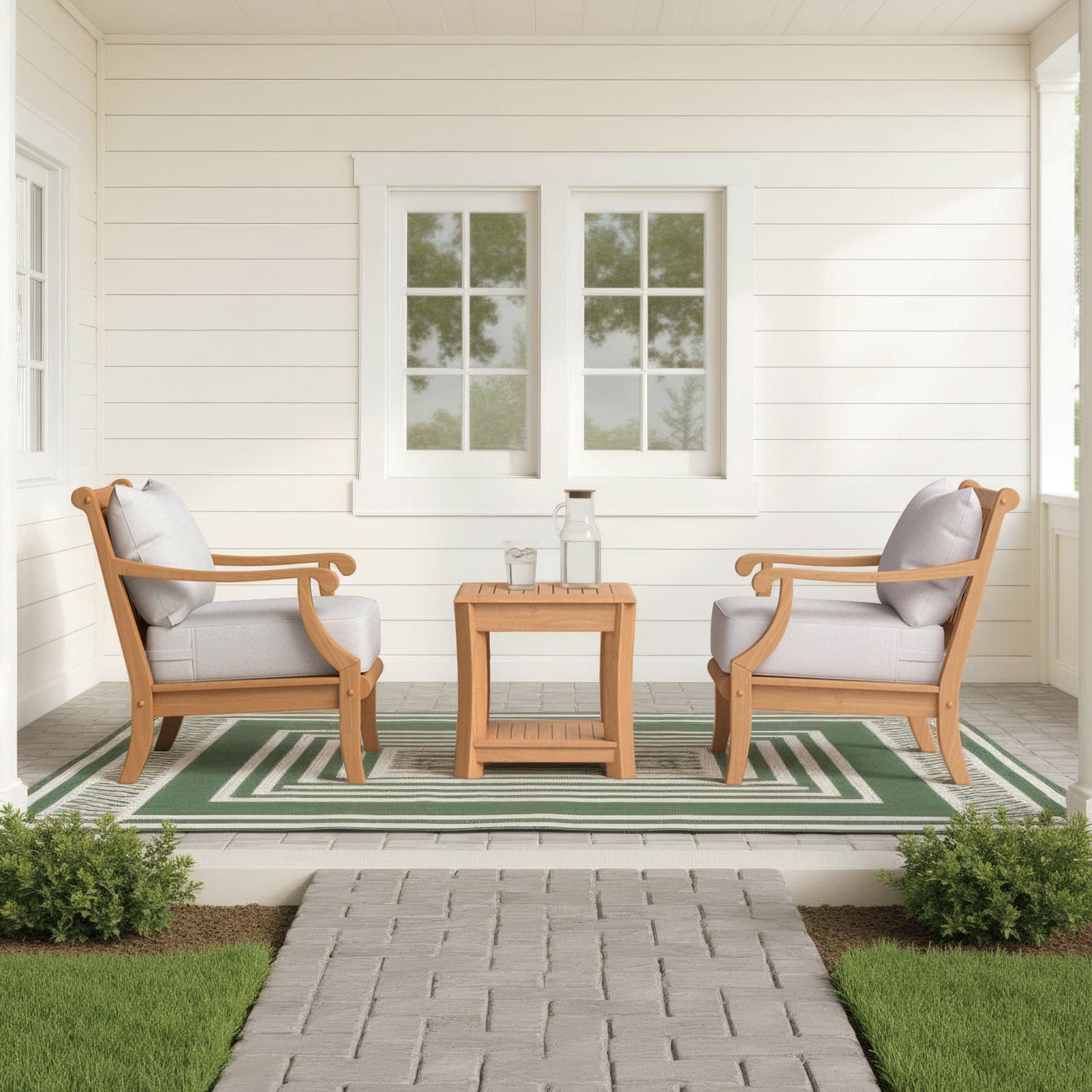 Mabrey 2-Person Teak Patio Seating Group