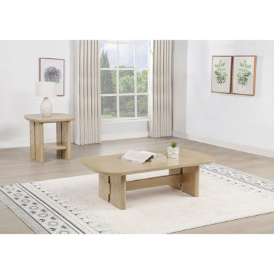 Ensemble de table basse et de table de bout 2 pièces Beige Oak