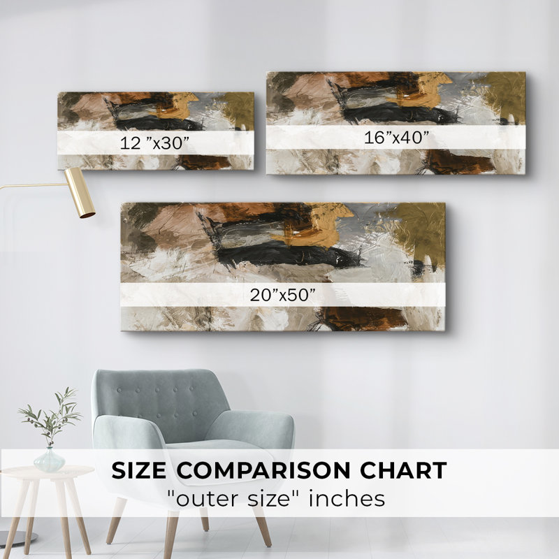 Toile tendue avec châssis chaud neutre neutre I - Prêt à accrocher, H 20 po x l 50 po
