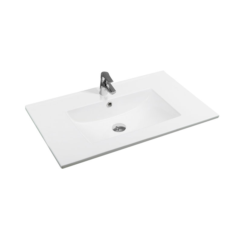 4001A Ceramic Thin-Edge Inset Basin with Scooped Bowl, 16cm H x 76cm W x 46cm D