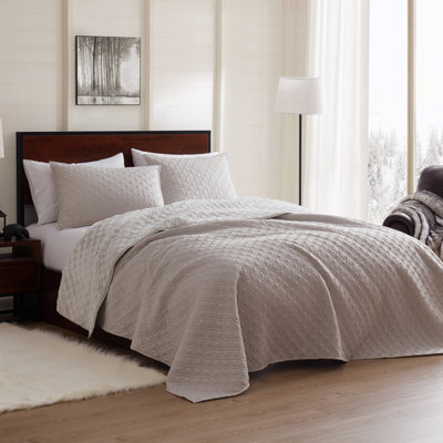 Hartsdale Taupe Microfiber 3 Piece Quilt Set