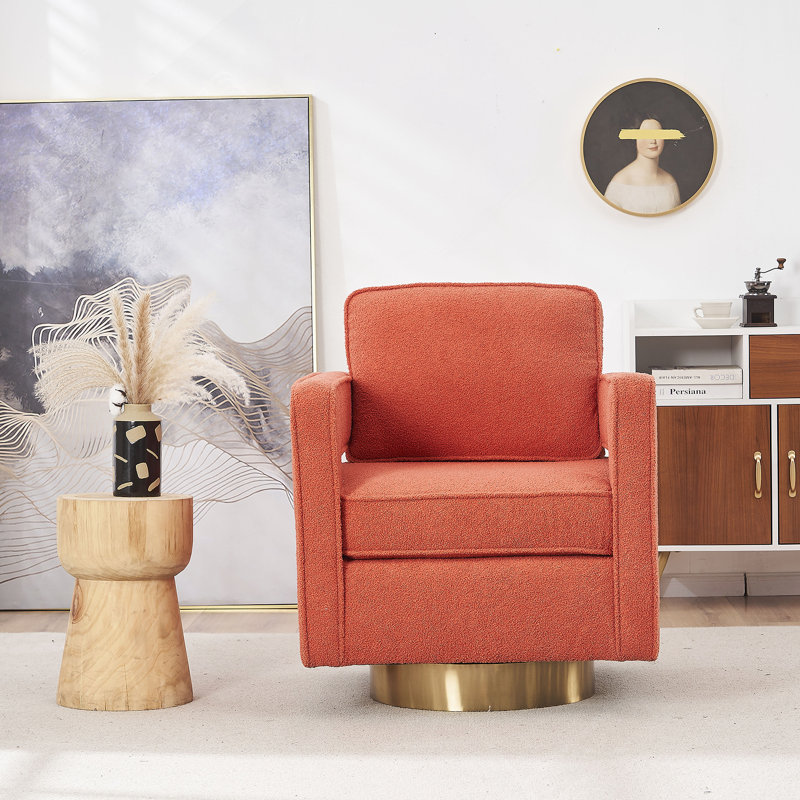 Comfortable Swivel Arm Chair For Various Spaces With Advanced Features, Orange