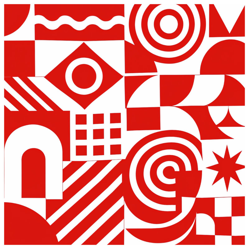Rideaux de fenêtre à motifs géométriques rouges et blancs, formes géométriques et rideaux occultants - 1 panneau, Blockout