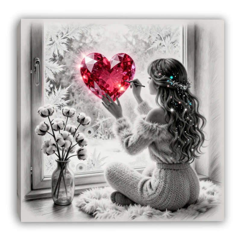 «Winter Heart», art mural sur toile tendue, L 20 po x H 20 po x P 1,5 po