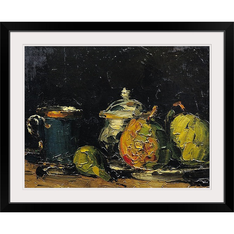«Still Life, c.1865» par Paul Cezanne - reproduction imprimée, H 20 po x l 24 po x P 1 po, Cadre noir