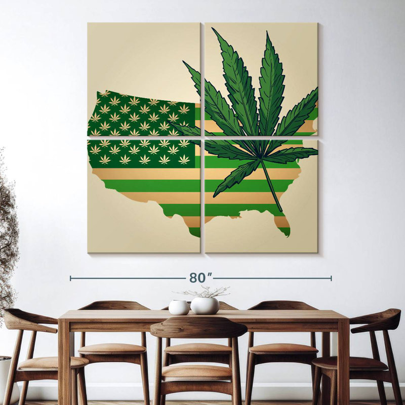 Marijuana Leaf USA Map
