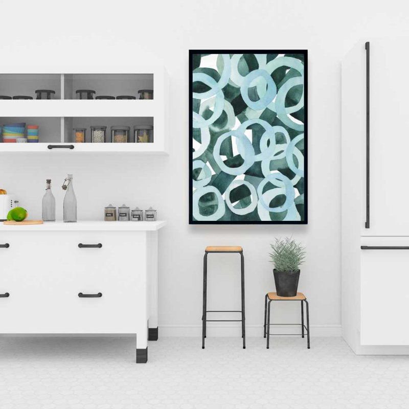Abstract Rings - Neo Mint Framed Canvas for Home Decor