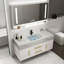 Ensemble de meuble-lavabo moderne en pierre frittée flottante noire avec lavabo 39,4 po Ivanbrook-1141378613