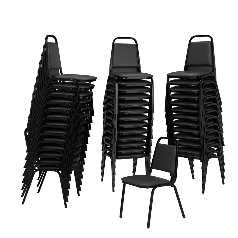 9100 Series Vinyl Upholstered Stack Chair , Panther Black, 40