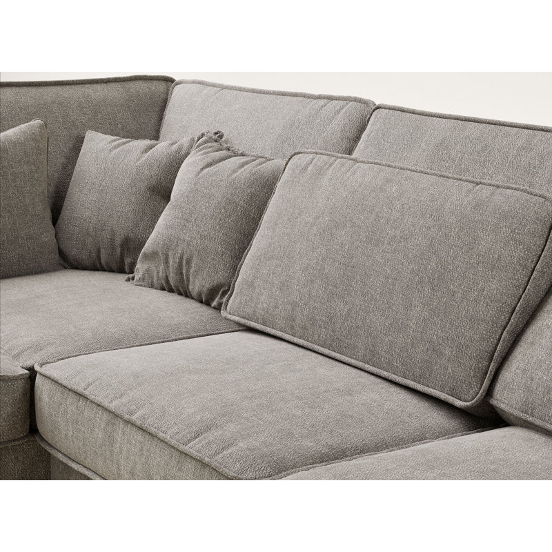 5 Seater Corner Sofa , Left Hand Facing, Light Brown Polyester/Chenille