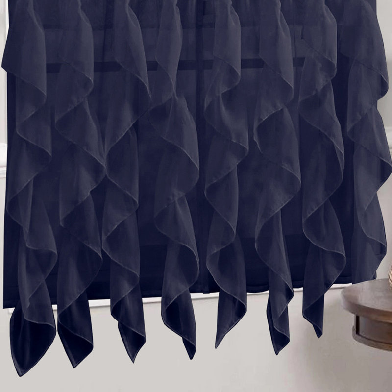 Panneau de rideau simple semi-diaphane avec passe-tringle Fulda, Bleu marine, l 50 po x L 108 po