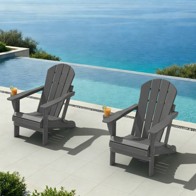 Outdoor Foldable Adirondack Chair Set HDPE Fire Pit Chair Weather Resistant