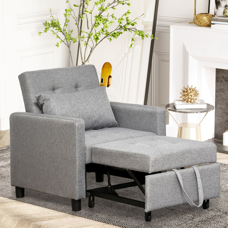 Chaise longue grise, structure en bois d'eucalyptus et chaise de lit convertible multifonctionnelle à angle réglable - avec pieds en plastique