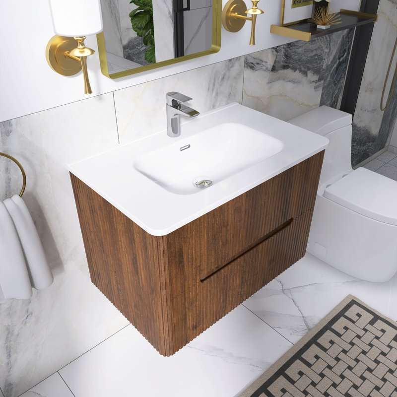 30 po W Meuble-lavabo mural simple en céramique blanche