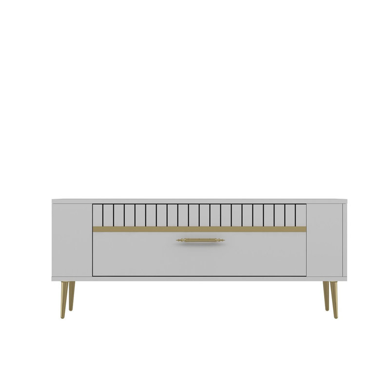 Olivia Unfinished TV Stand, White/Gold, 120cm