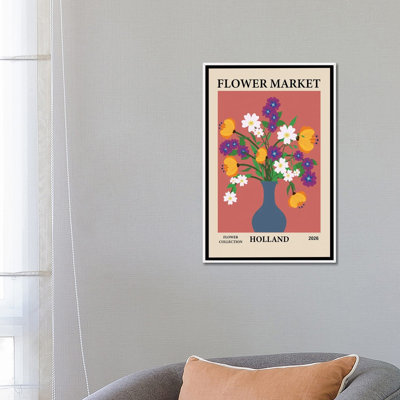 Vase de fleurs éclatantes - reproduction d'art murale - toile encadrée