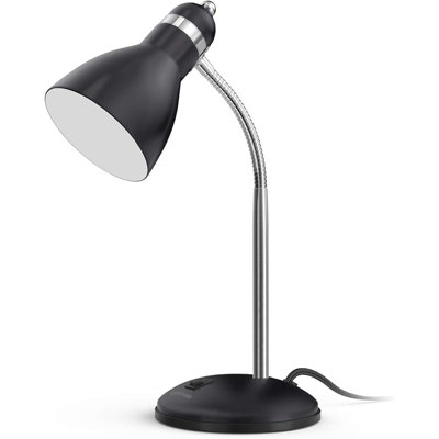  Metal Desk Lamp, Adjustable Gooseneck Reading Lamp For Home, Office, Bedroom, Black