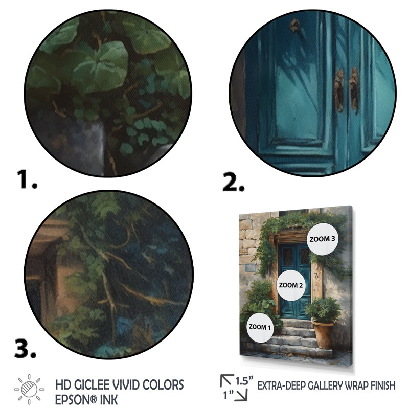 Impression sur toile de la porte d'entrée nature II de Robrick, bleu et beige, H 20 po x l 12 po x P 1 po, Cadre photo noir