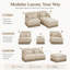 Canapé d'angle modulaire 2 places en chenille à imprimé léopard avec pouf, canapé confortable à pompons pour salon ou appartement.-1427780848