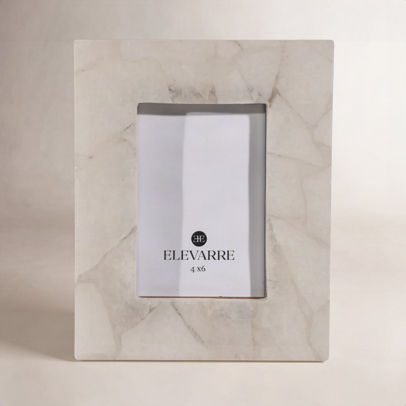 Cadre photo décoratif décoratif à quartz rectangulaire pour la maison - Cadre photo moderne pour le salon et le vestibule - Blanc